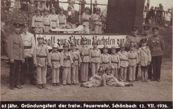 Oslava 65.&nbsp;výročí založení dobrovolných hasičů, Schönbach 12.&nbsp;VII 1936